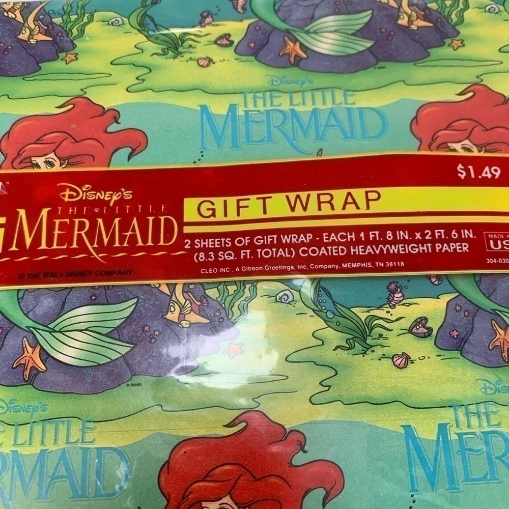Vintage Gift Wrap Wrapping Paper Cleo Disney Floral set of 2 NIP